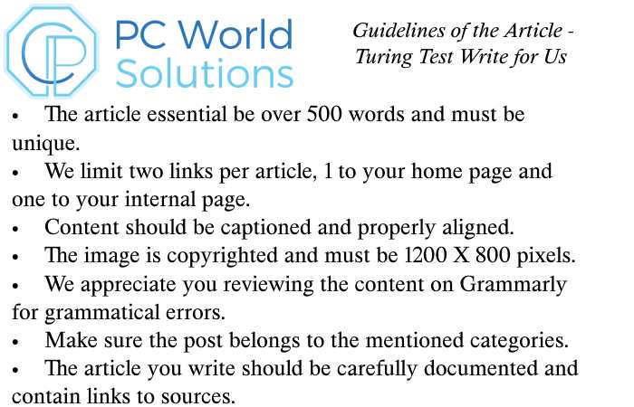 Turing Test Write for Us Guidelines