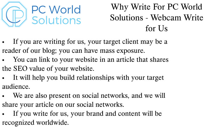 Webcam Why Write for Us