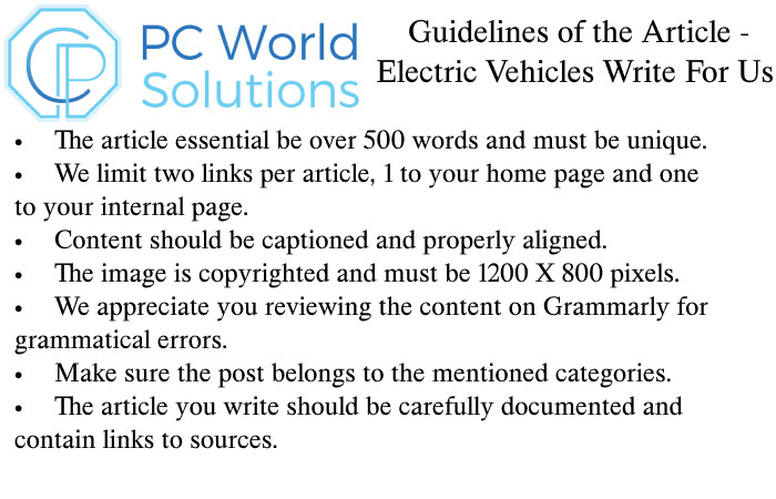 Electric Vehicles Write for Us Guidelines