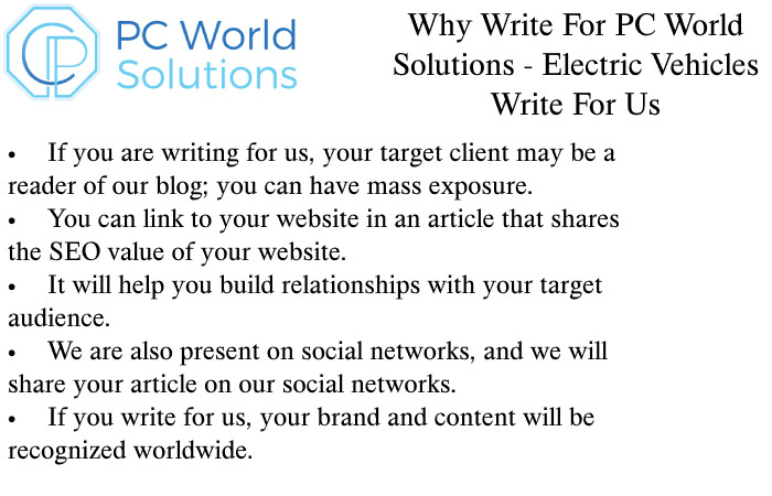 Electric Vehicles Why Write for Us