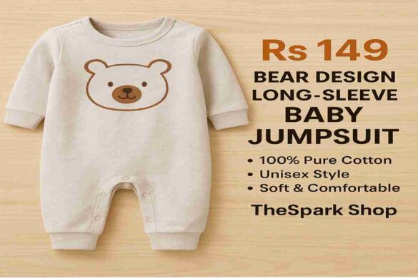 Rs 149 Bear Design Long-Sleeve Baby Jumpsuit TheSpark Shop